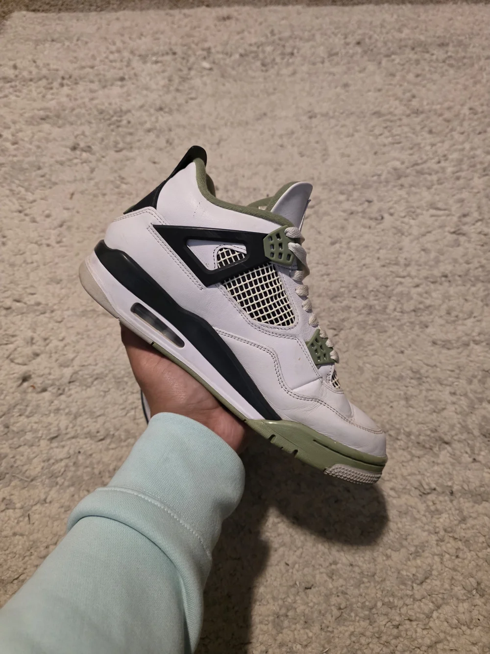 Jordan Men’s White and Olive Green Basketball Sneakers